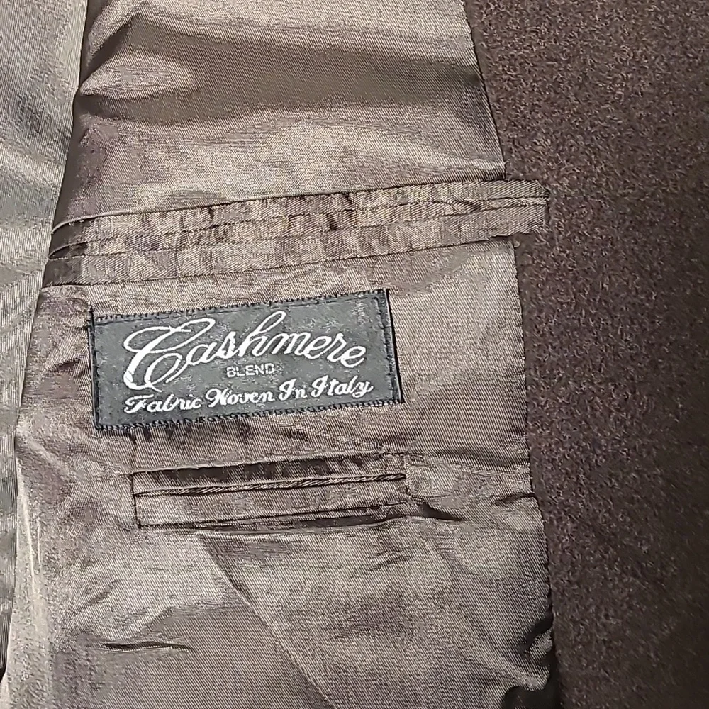 VTG CHOCOLATE BROWN CASHMERE WOVEN IN ITALY SPORT COAT BLAZER - Picture 7 of 11